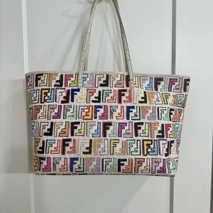 Fendi Multicolor FF Logo Canvas Tote Bag
